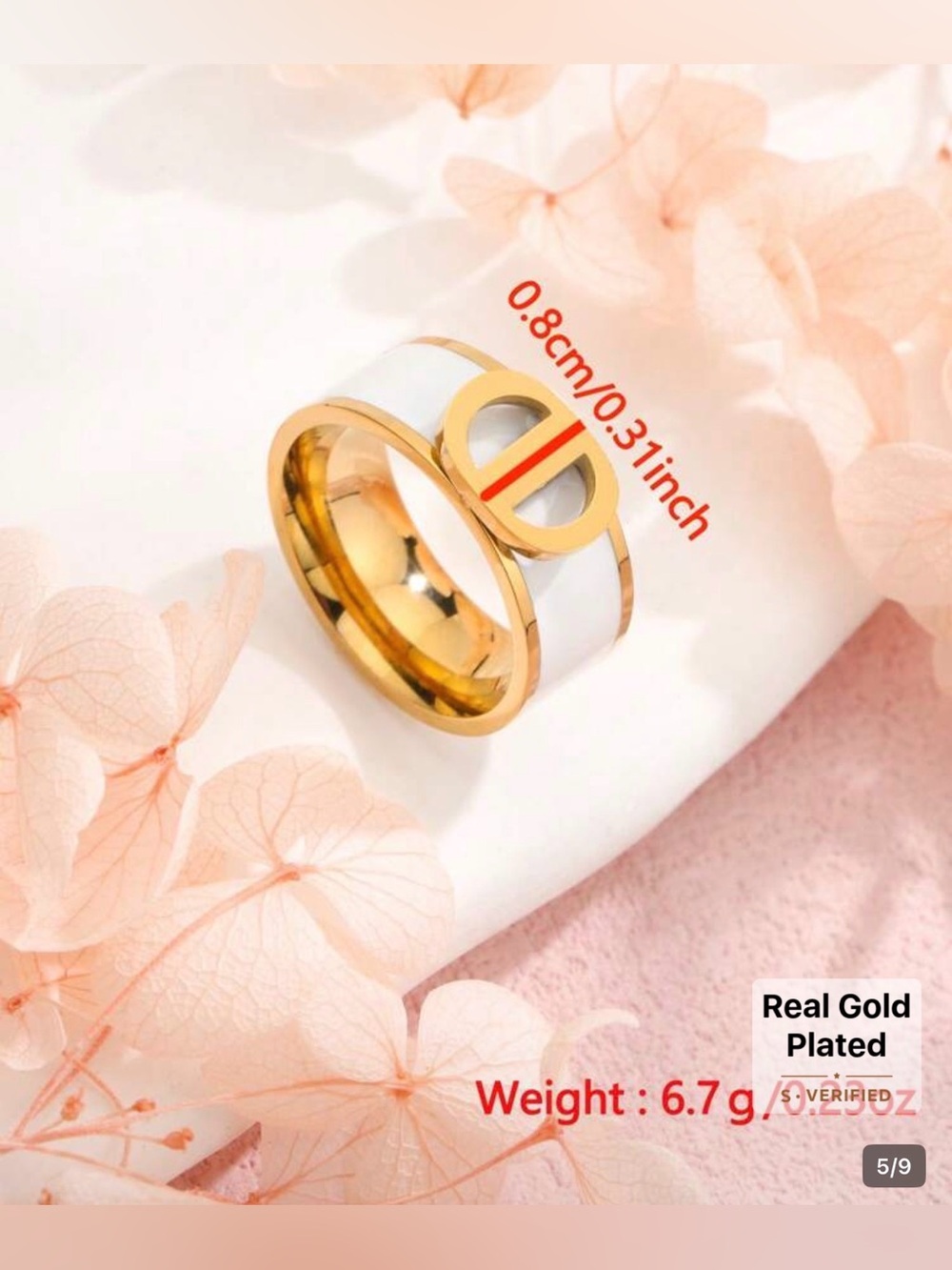 Gold-Tone Double D Shape Ring (Size 7) - Picture 5 of 5
